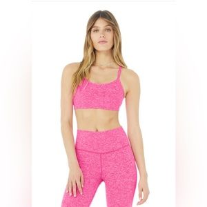 Alo Yoga Gratitude sports bra in heather neon pink, size small